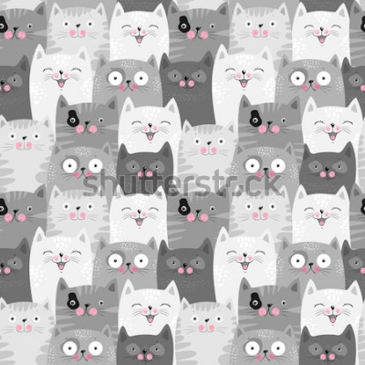 Bild 3D graue grafische Katzen