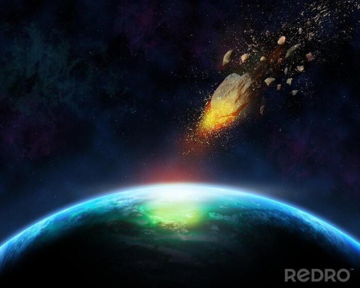 Bild 3D Weltraum und Meteoriten