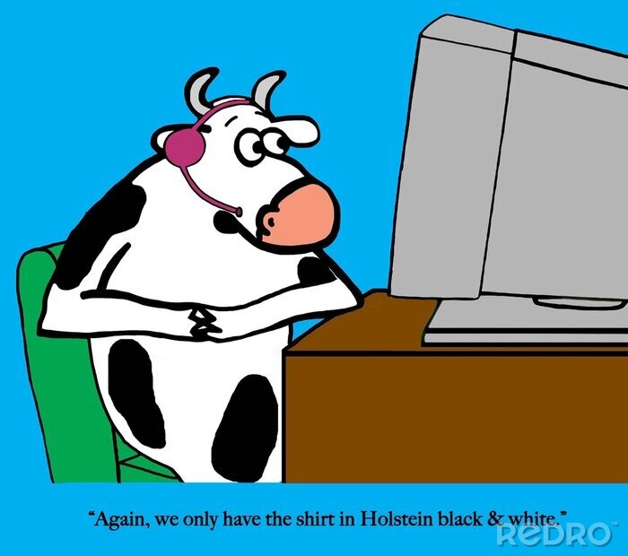 Bild A cow sells all clothes in black and white.