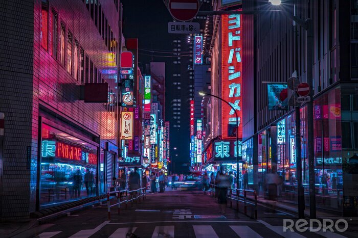 Bild A night of the neon street at the downtown in Shinjuku Tokyo wide shot