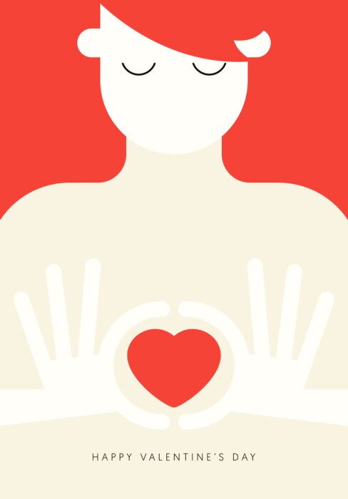 Bild A person with heart Valentine's day concept flat design