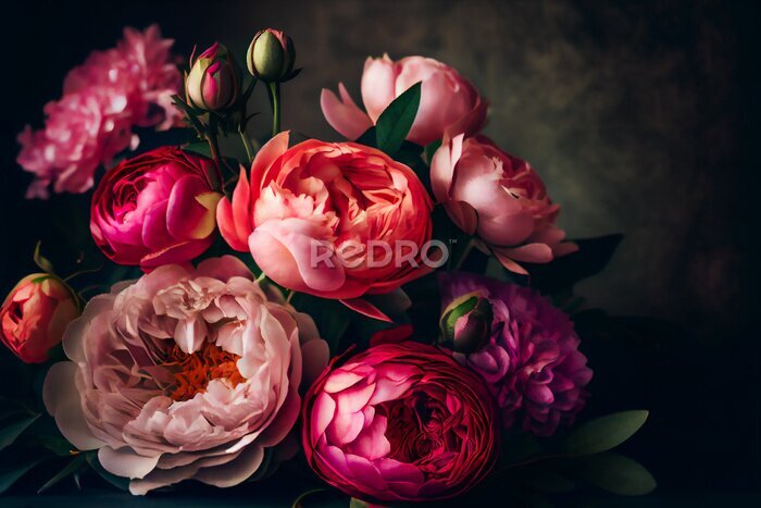 Bild A pink peony bouquet.  Generative AI.