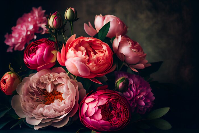 Bild A pink peony bouquet.  Generative AI.