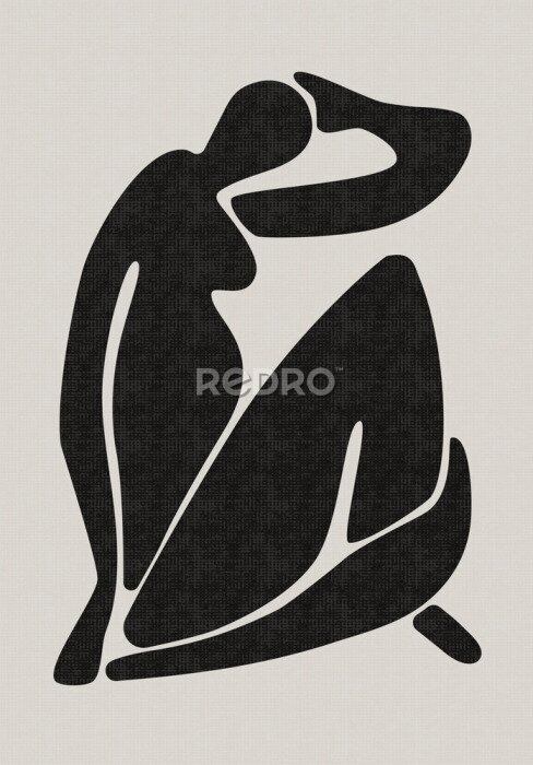 Bild Abstract art poster. Mid century decor Matisse inspired, contemporary female silhouette shape. Vector illustration