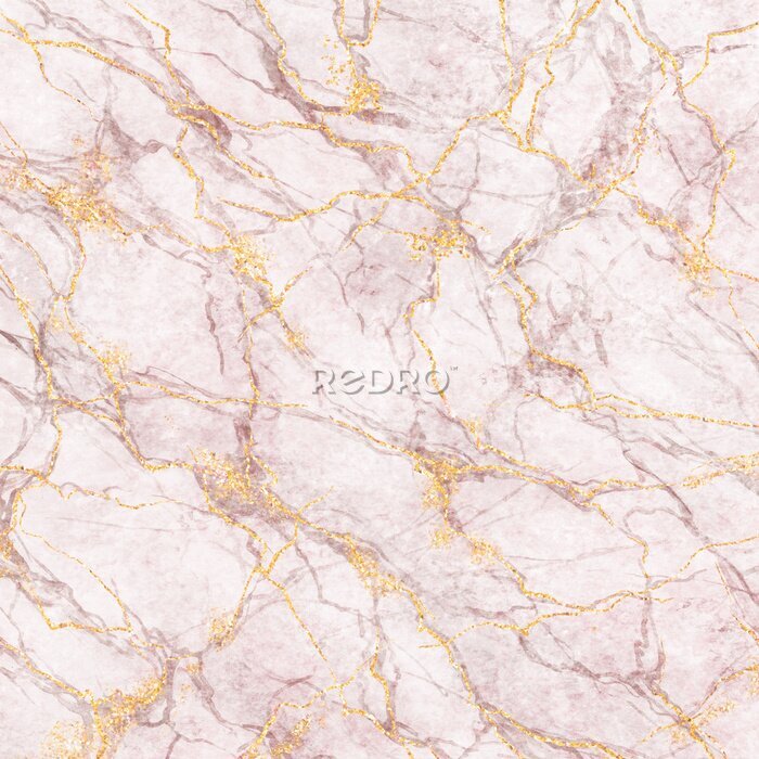 Bild abstract background, white marble with gold glitter and pink veins stone texture, painted artificial marbled surface, pastel marbling illustration
