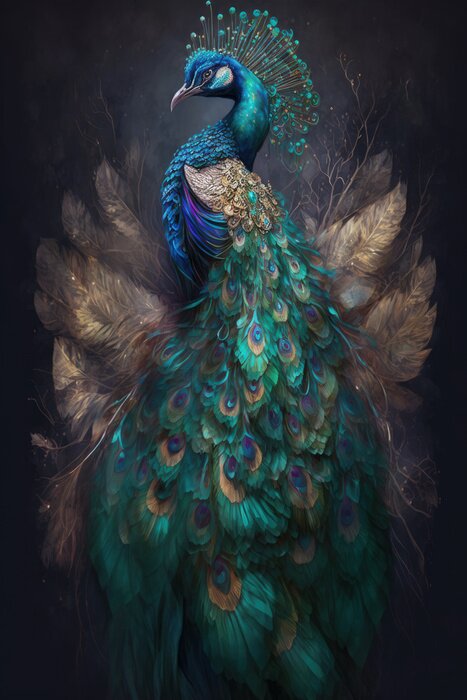 Bild Abstract Colorful Peacock . AI generated Illustration.