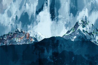 Bild Abstract painting of mountains in cool tone , Digital painting