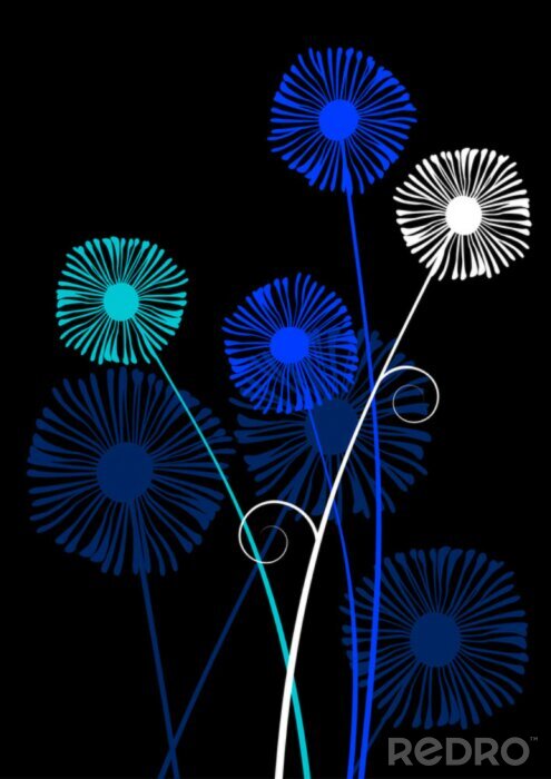 Bild Abstrakte Blumen auf schwarzem Hintergrund