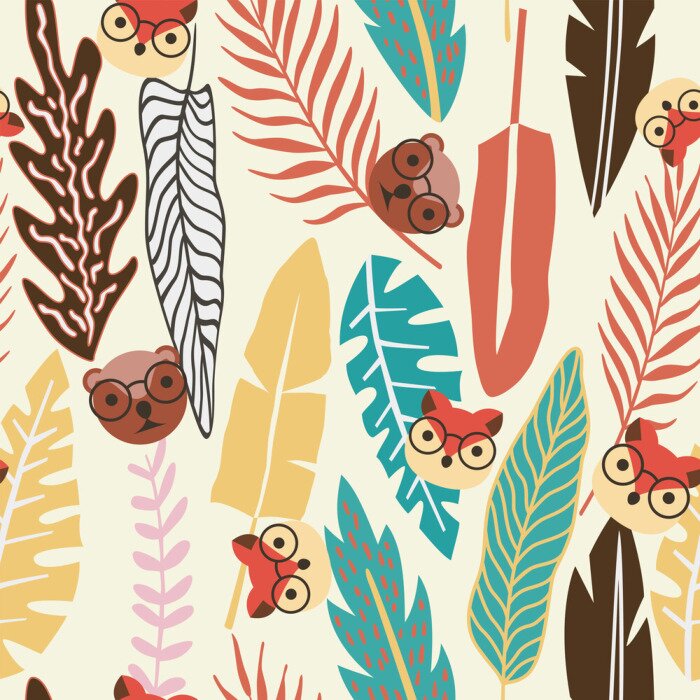 Bild Abstrakte Farbe tropische Blätter flachen Tierhintergrund nahtlos