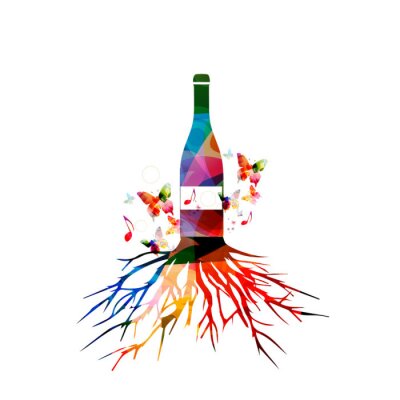 Abstrakte Grafik mit einer Flasche Wein