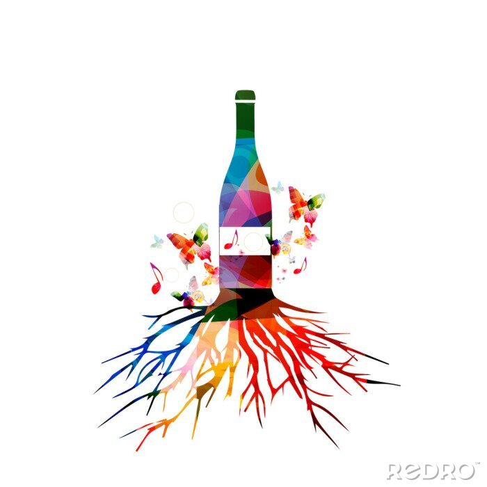 Bild Abstrakte Grafik mit einer Flasche Wein