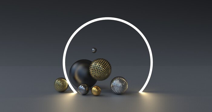Bild Abstrakte Kugeln 3D auf moderner Komposition