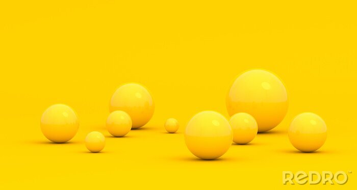 Bild Abstrakte Kugeln 3D in Gelb