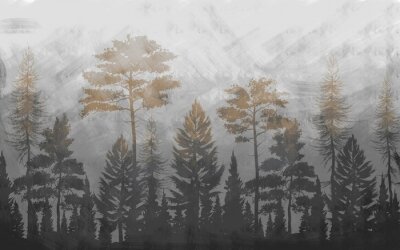 Abstrakte Landschaft Park im Nebel