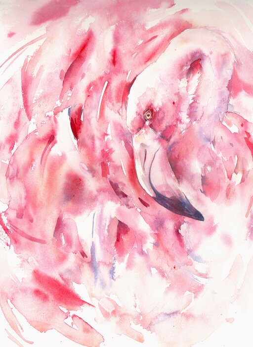 Bild Abstrakter Aquarell-Flamingo