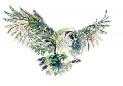 Bild Abstraktes Aquarell-Konzept eines Waldvogels