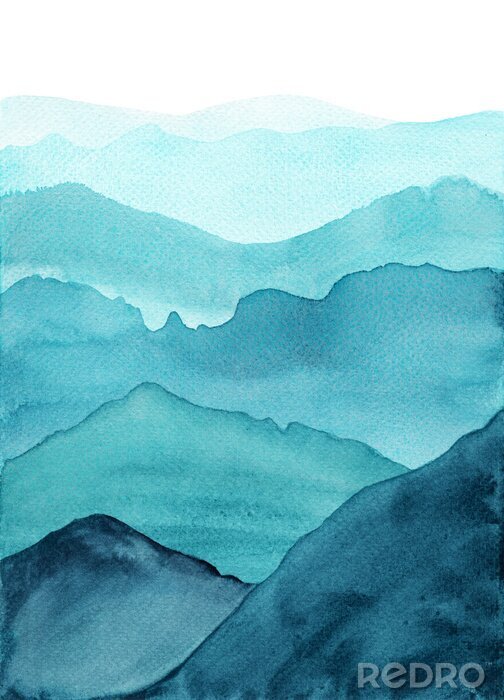 Bild Abstraktion blaue Bergkette