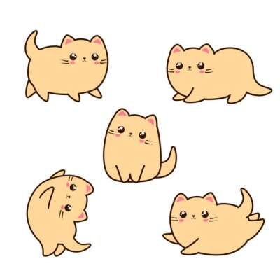 Bild Adorable cat, kitten character. Kawaii animals illustration. Cute cat in different poses.