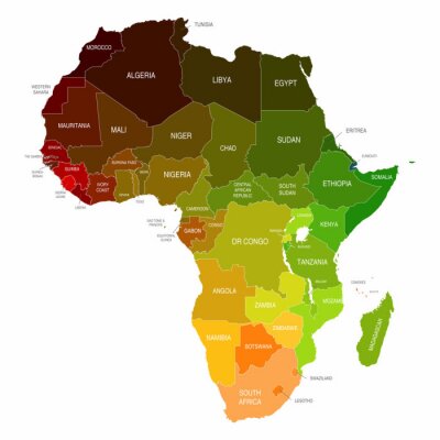 Poster Africa Map Colored Countries Shapes