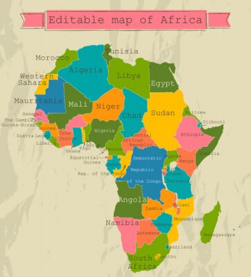 Afrika auf der Karte mit Beschreibungen