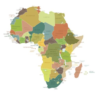 Afrika in Erdfarben auf der Karte