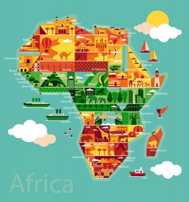 Bild Afrika Kontinent auf farbenfroher Illustration
