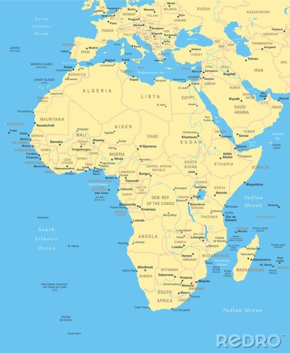 Bild Afrika mit Details dargestellt