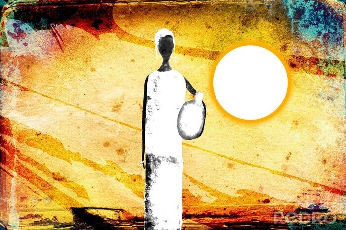 Bild Afrikanische Gestalt vor dem Hintergrund der Sonne