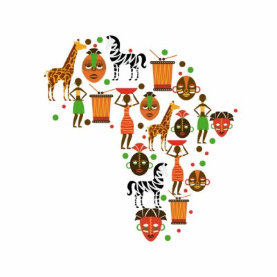 Afrikanische Motive auf weißem Hintergrund