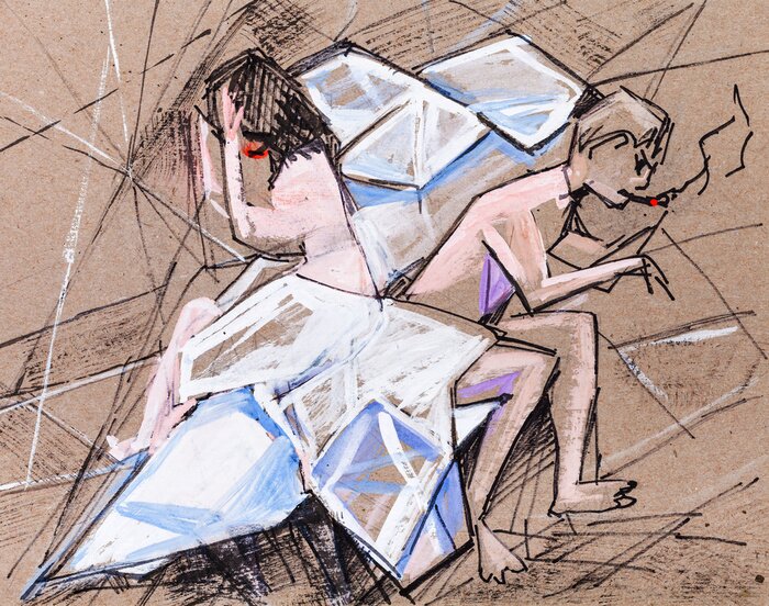 Bild Alltagsleben kubistischer Stil