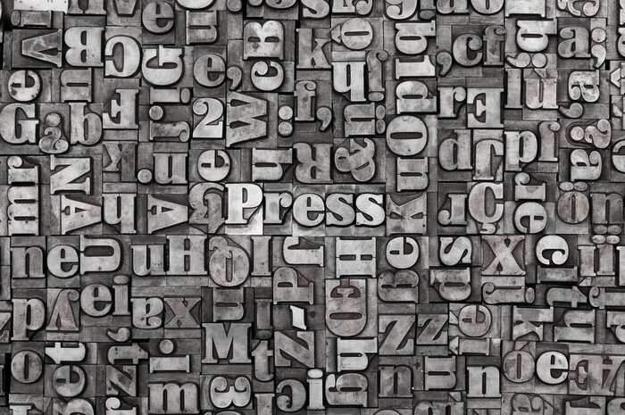 Bild Alphabet Buchstaben Druckerpresse
