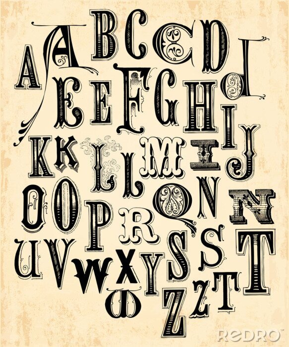 Bild Alphabet im Vintage-Stil