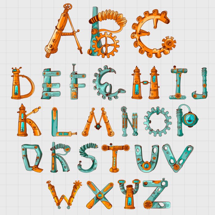 Bild Alphabet vor dem Hintergrund des Karomusters