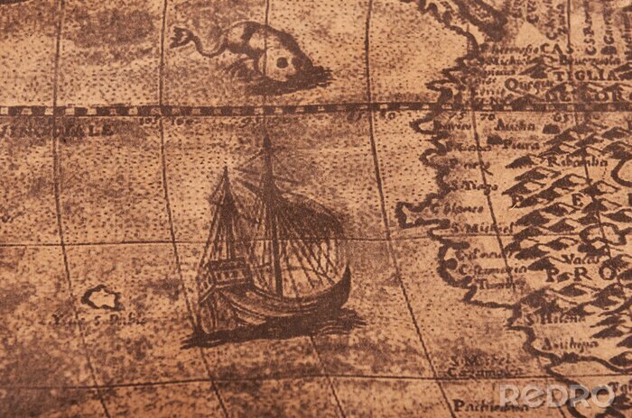 Bild Alte Karte mit Schiff