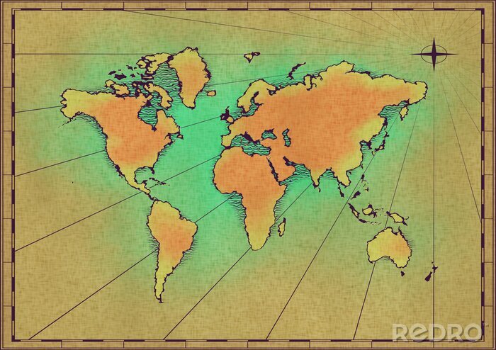 Bild Alte Weltkarte in Farben