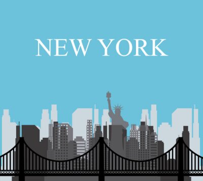 Amerika-Grafik mit Gebäuden von New York