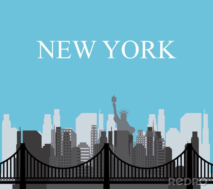 Bild Amerika-Grafik mit Gebäuden von New York