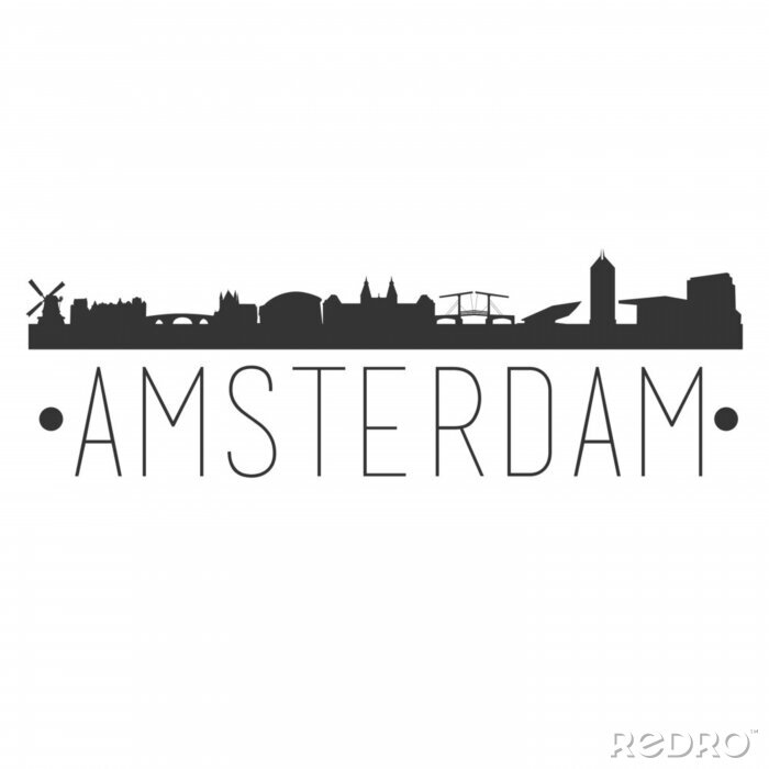 Bild Amsterdam Holland City. Skyline Silhouette City Design Vector Famous Monuments.