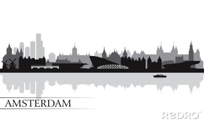 Bild Amsterdam Skyline schwarz und weiß