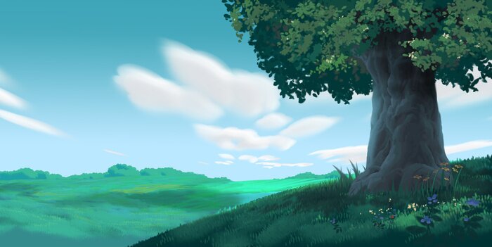 Bild Anime Style Environment Background, Cartoon Illustration Cover