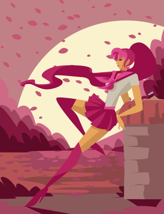 Bild anime waifu girl schoolgirl character in the park