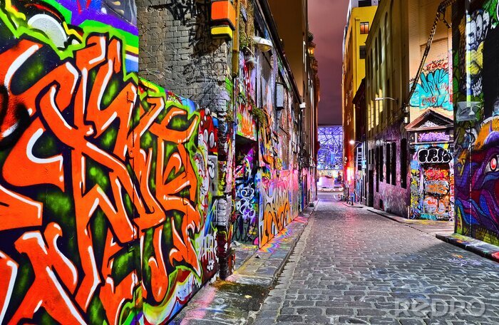 Bild Ansicht der bunten Graffitigrafik bei Hosier Weg in Melbourne