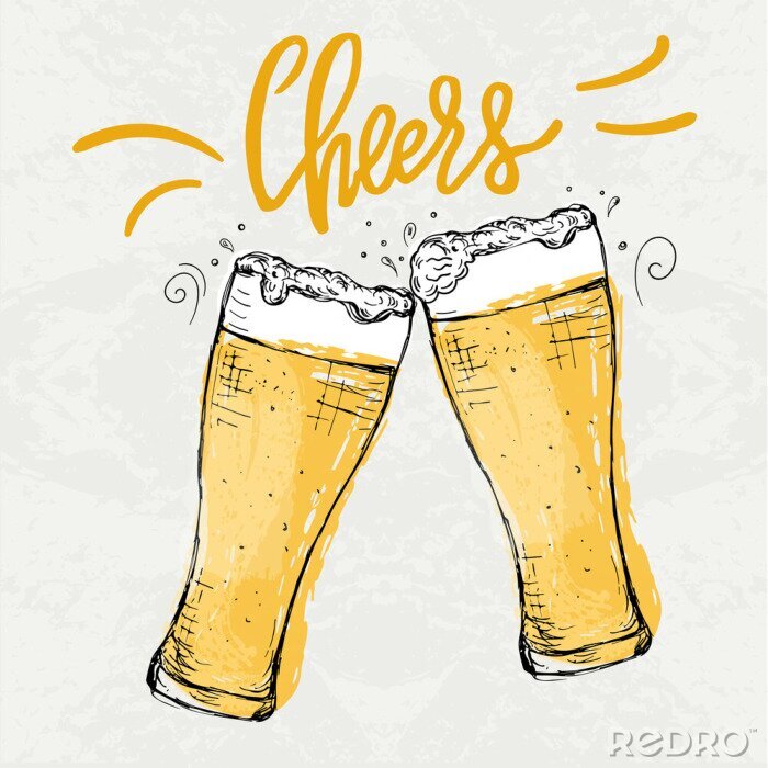 Bild Anstoßen mit Bier in hohen Gläsern