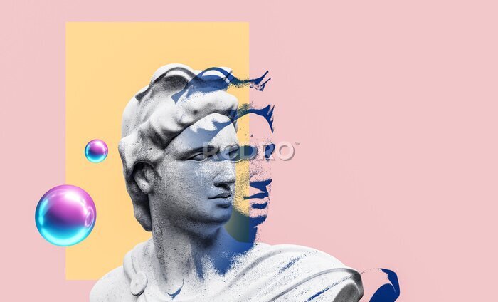 Bild Apollo style design background vaporwave concept. 3d Rendering.