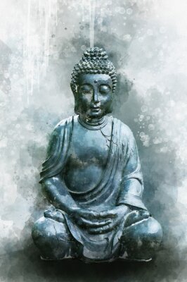 Bild Aquarell Buddha-Statue