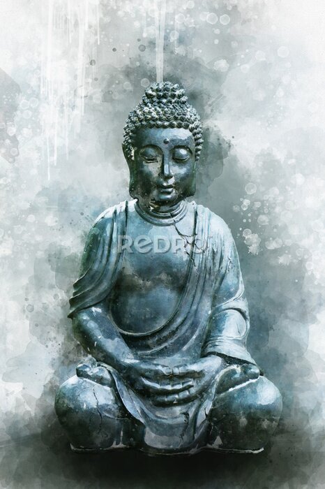 Bild Aquarell Buddha-Statue