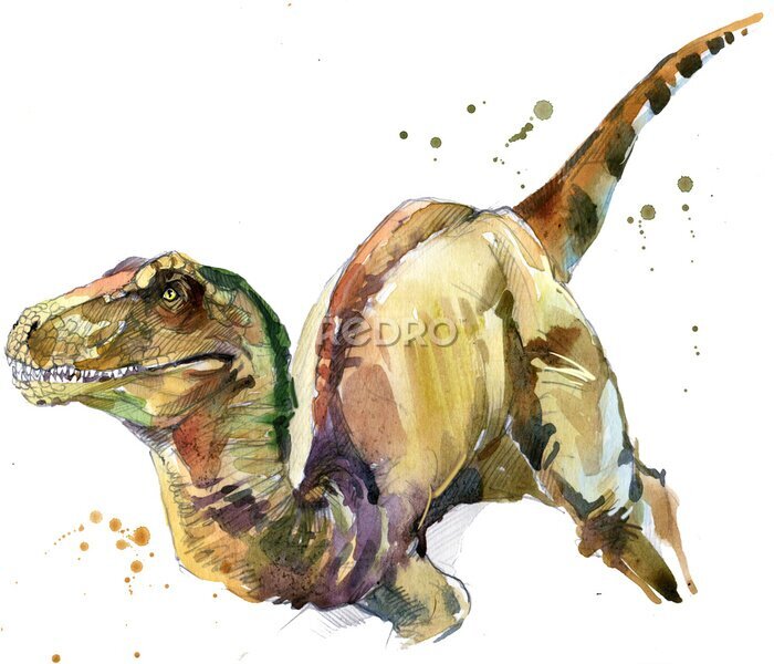 Bild Aquarell-Dinosaurier auf weißem Hintergrund
