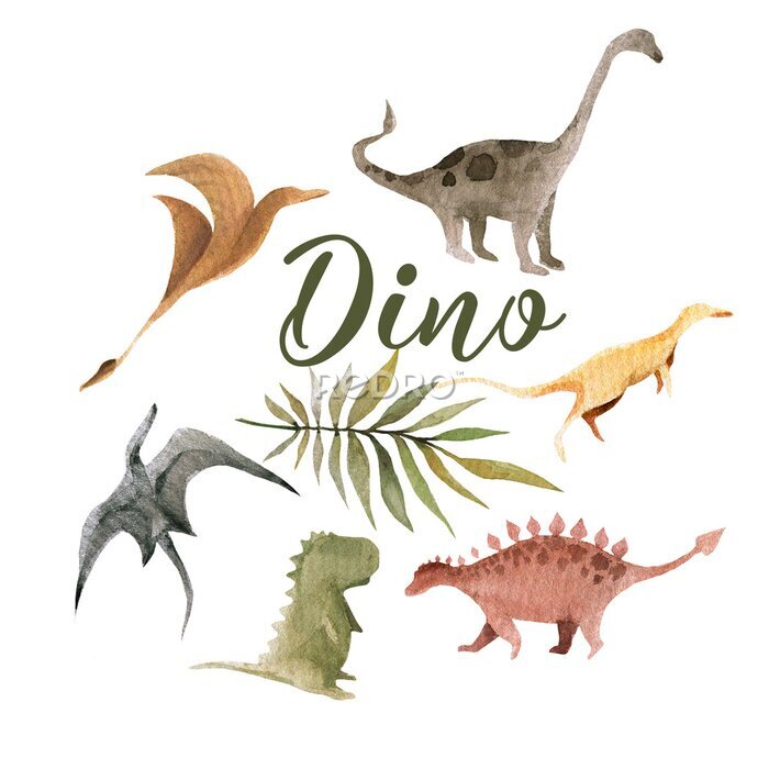Bild Aquarell-Konzept für verschiedene Dinosaurierarten