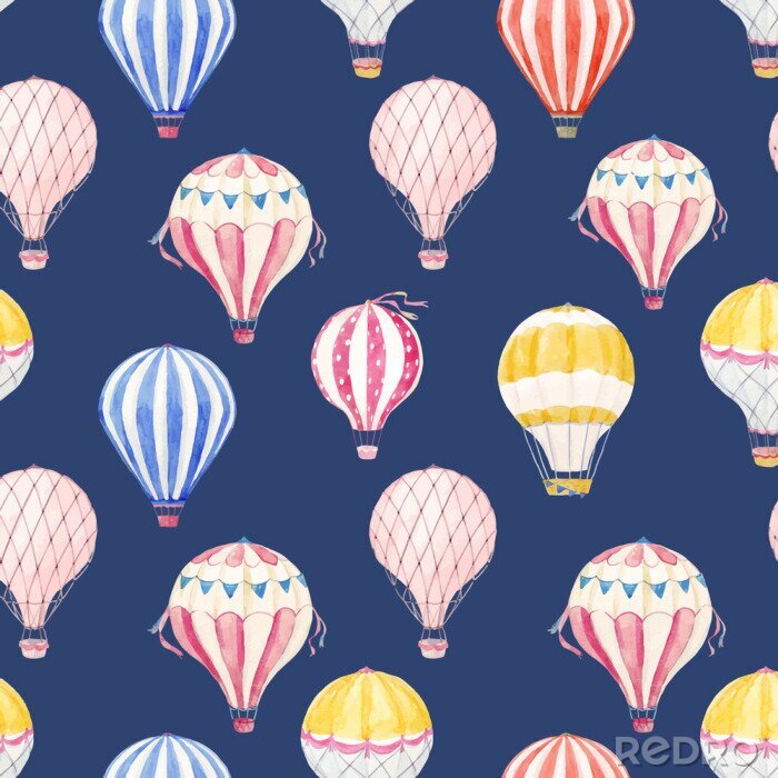 Bild Aquarell Luftballons auf blauem Hintergrund