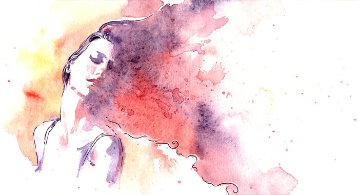 Bild Aquarell mit einer Darstellung einer Frau